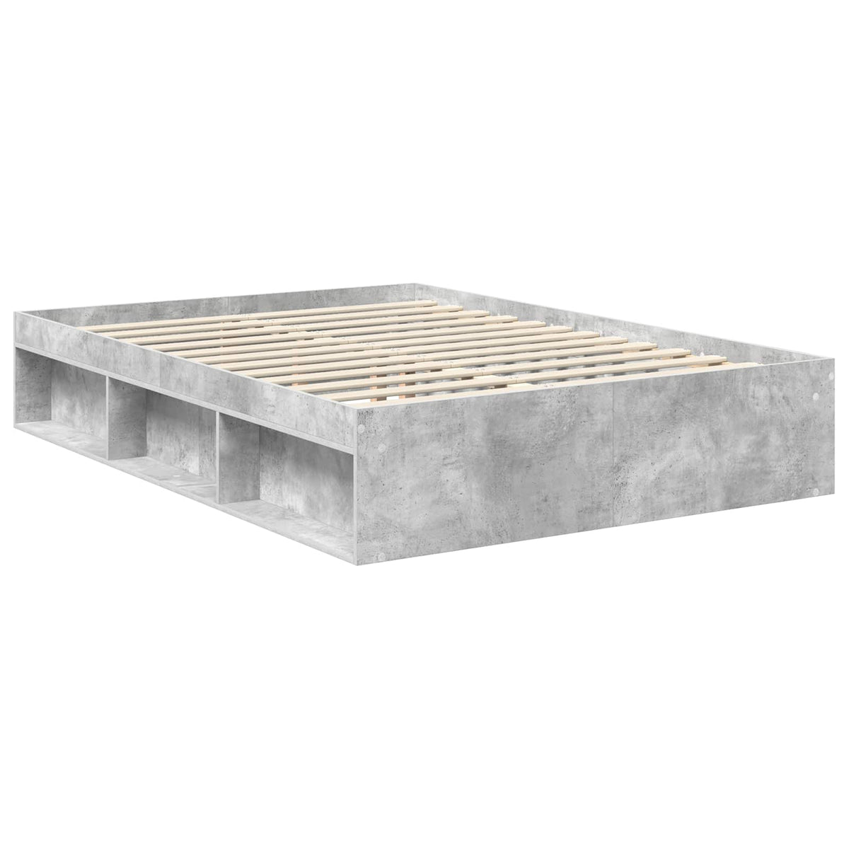 Krevetna konstrukcija s ladicama Betonska siva 135 x 190 cm Hladna bijela