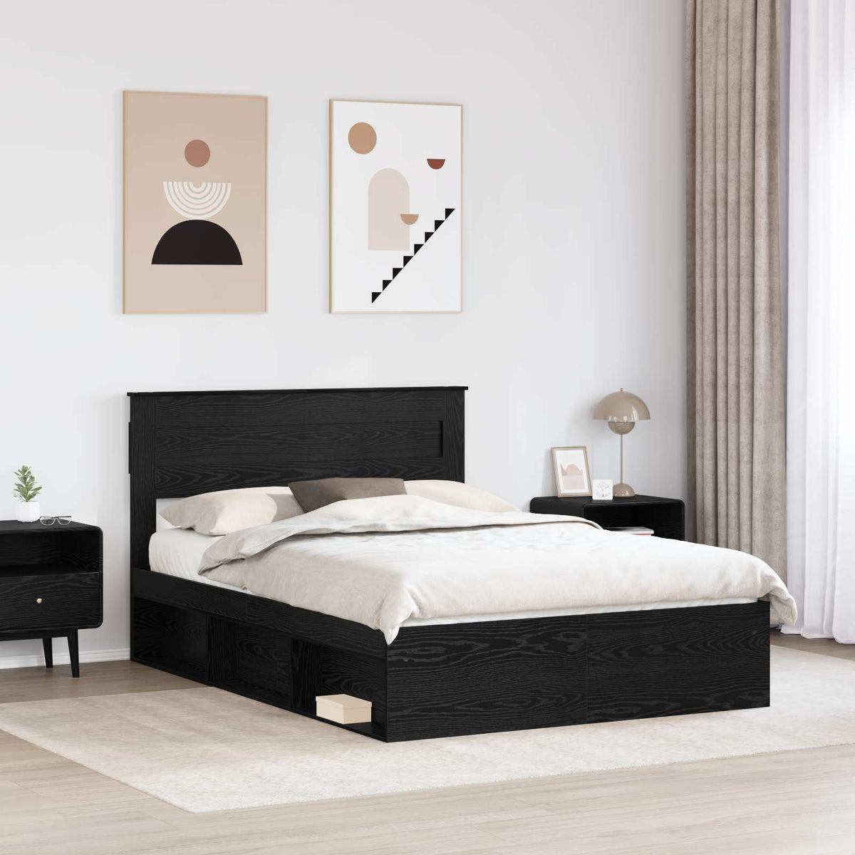 Krevetna konstrukcija Crni hrast 150 x 200 cm Konstruirano drvo