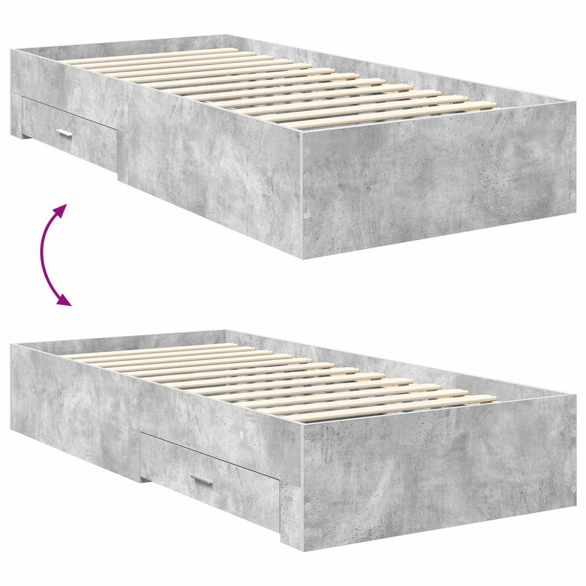 Krevetna konstrukcija s ladicama Betonski sivi 90 x 200 cm