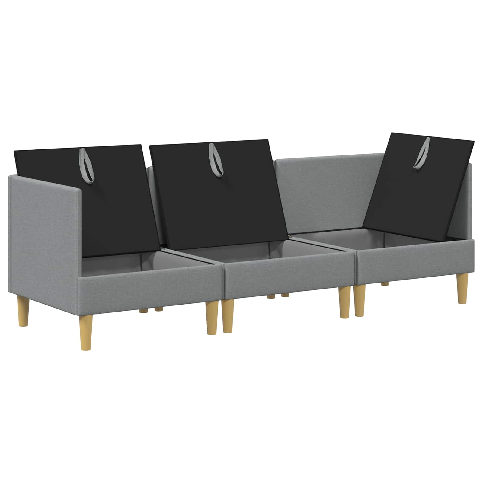 Modularni set sofe sa skladištem 3 pcs Svjetlosiva Tkanina