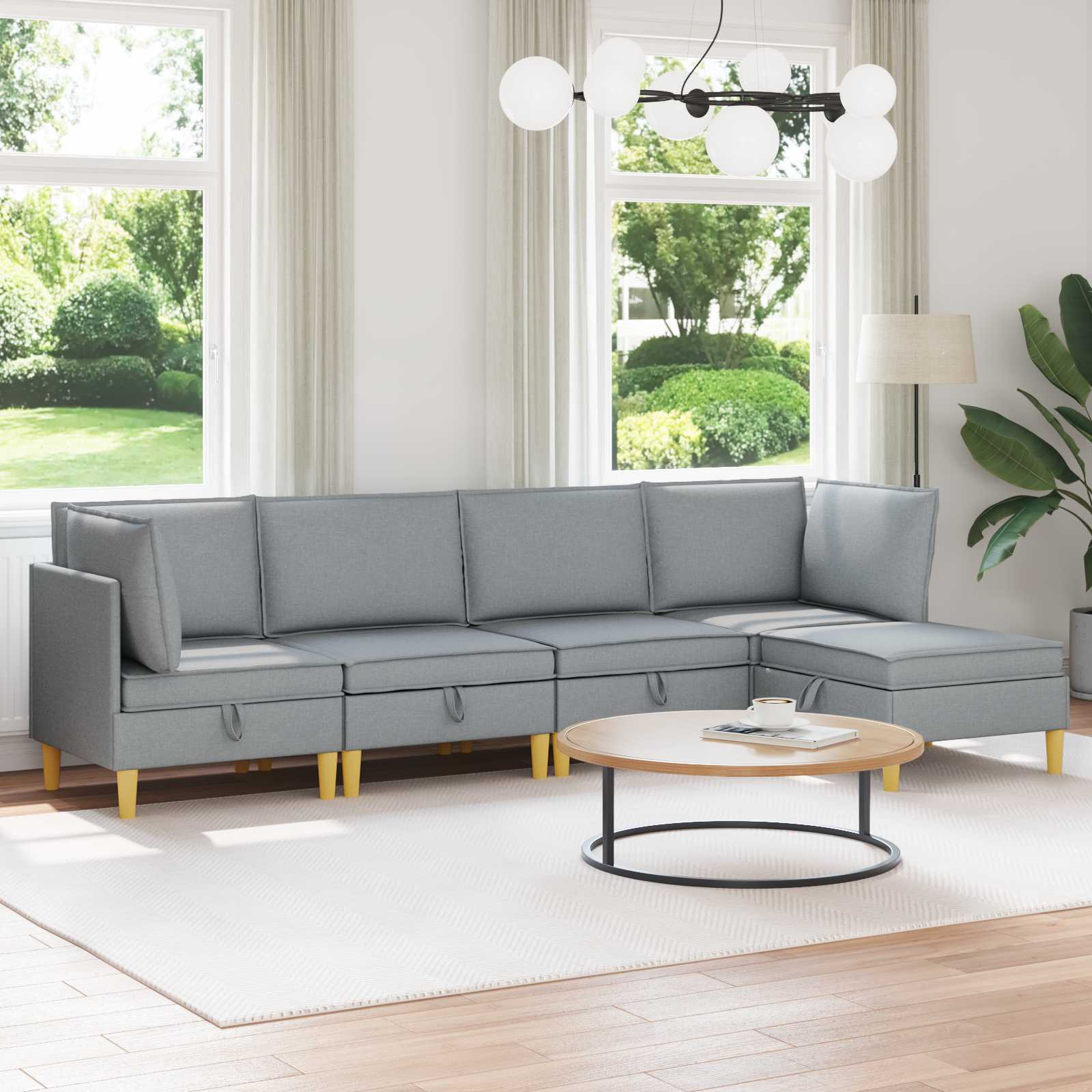 Modularni set sofe sa skladištem 5 pcs Svjetlosiva Tkanina