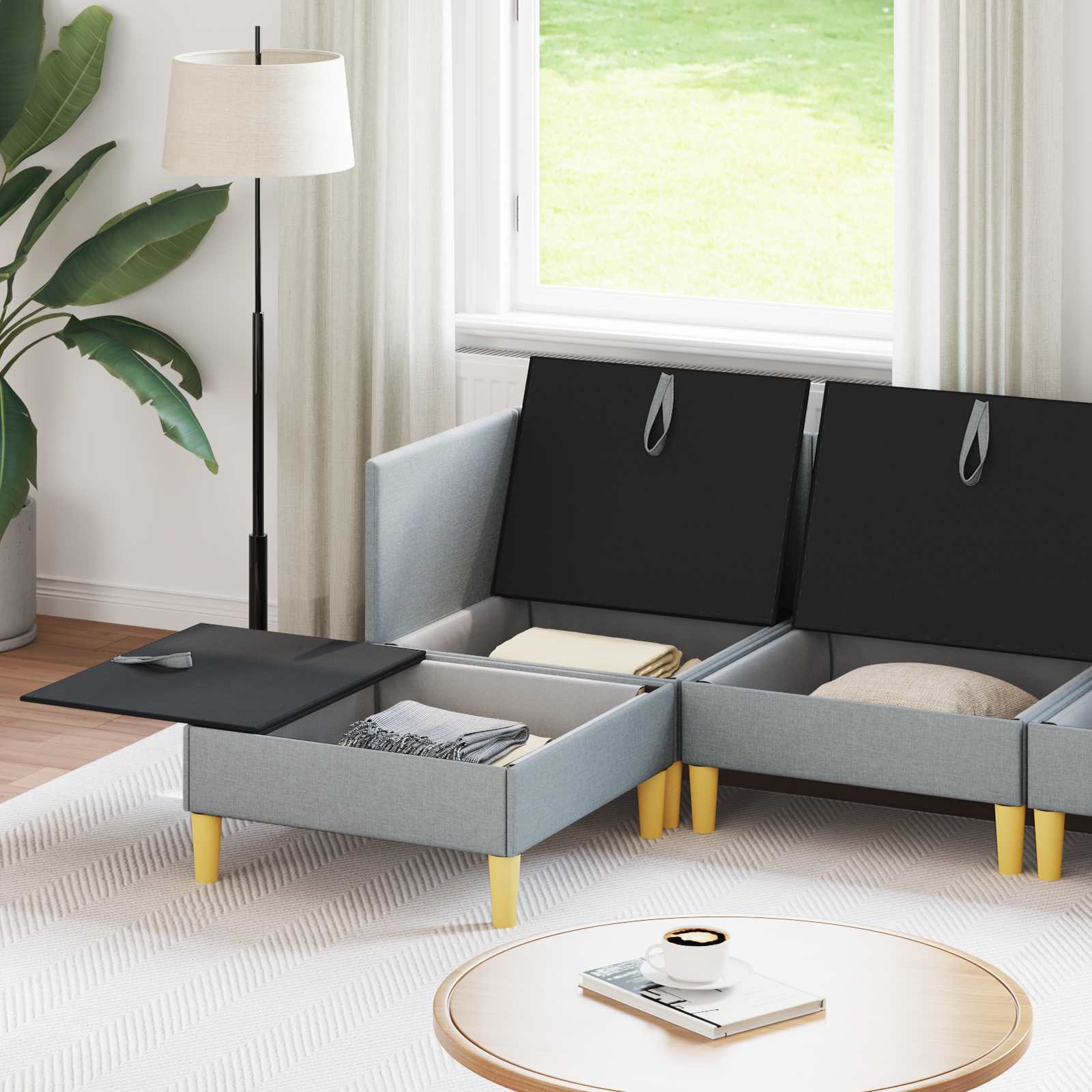 Modularni set sofe sa skladištem 6 pcs Svjetlosiva Tkanina