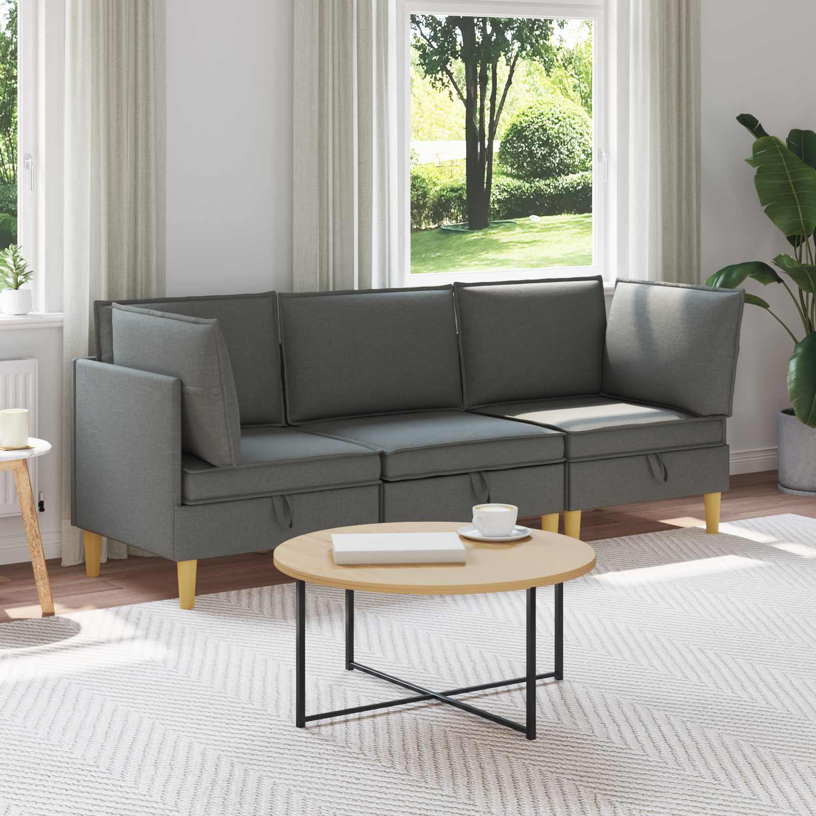 Modularni set sofe sa skladištem 3 pcs Tamnosiva Tkanina