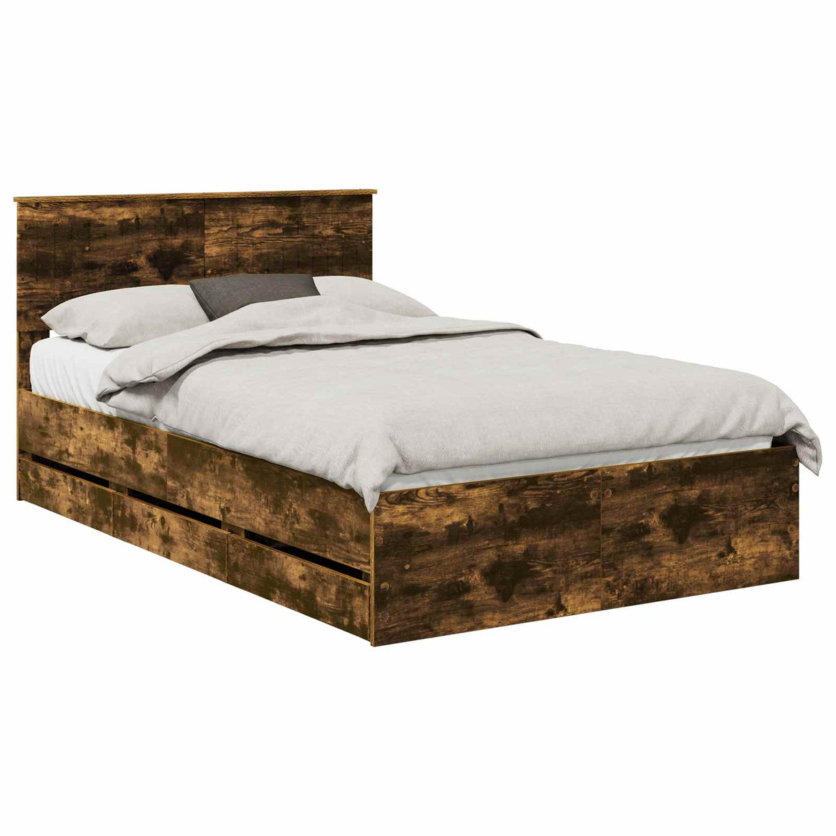Krevetna konstrukcija s ladicama Dimljeni hrast 120 x 200 cm Smeđa 210 x 123 x 90 cm
