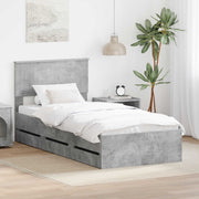 Krevetna konstrukcija s ladicama Betonski sivi 90 x 200 cm Siva 210 x 93 x 90 cm