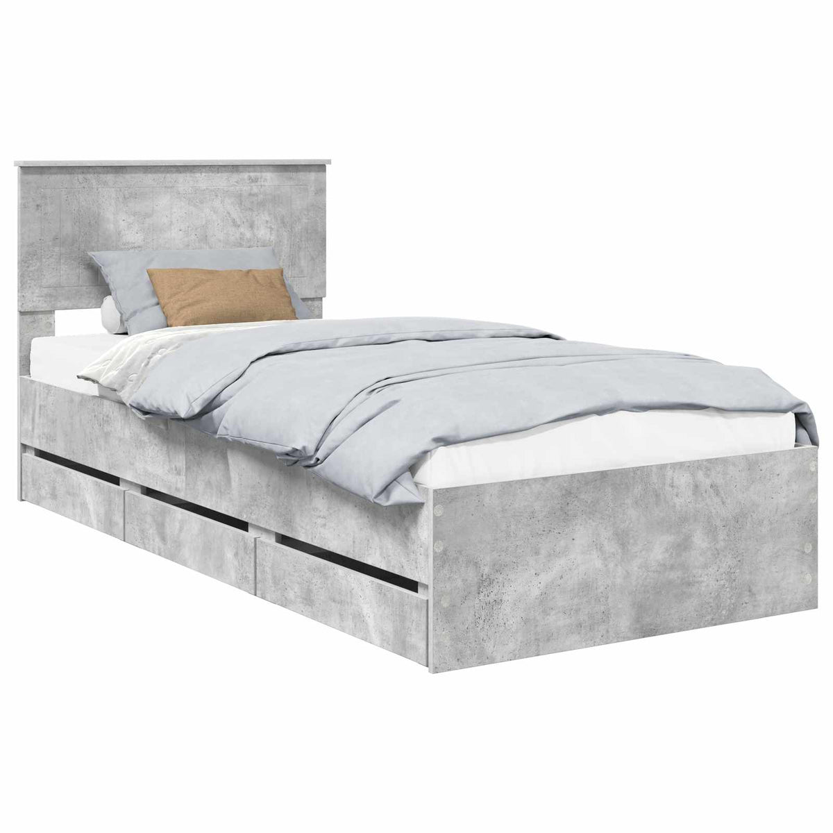 Krevetna konstrukcija s ladicama Betonski sivi 90 x 200 cm Siva 210 x 93 x 90 cm