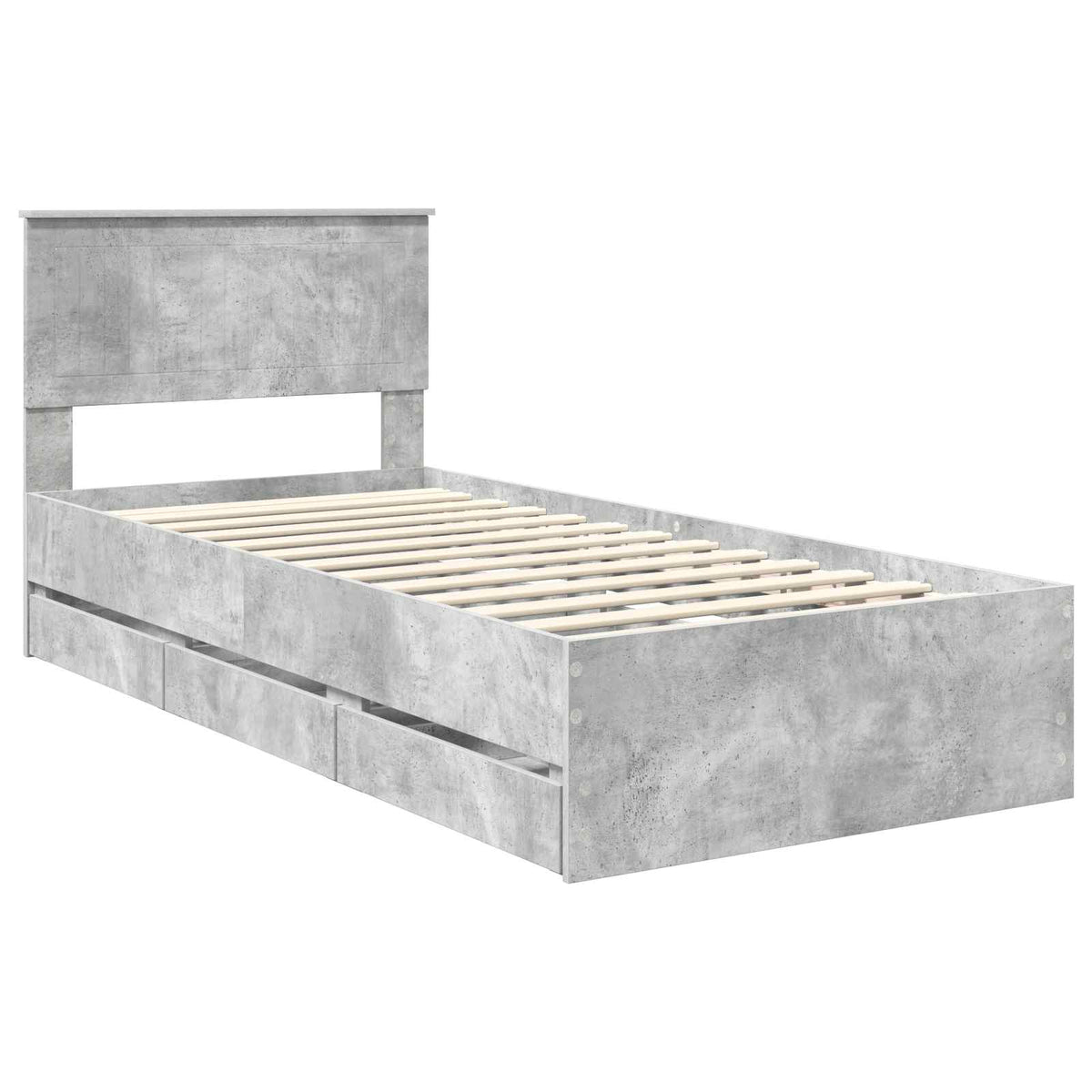 Krevetna konstrukcija s ladicama Betonski sivi 90 x 200 cm Siva 210 x 93 x 90 cm