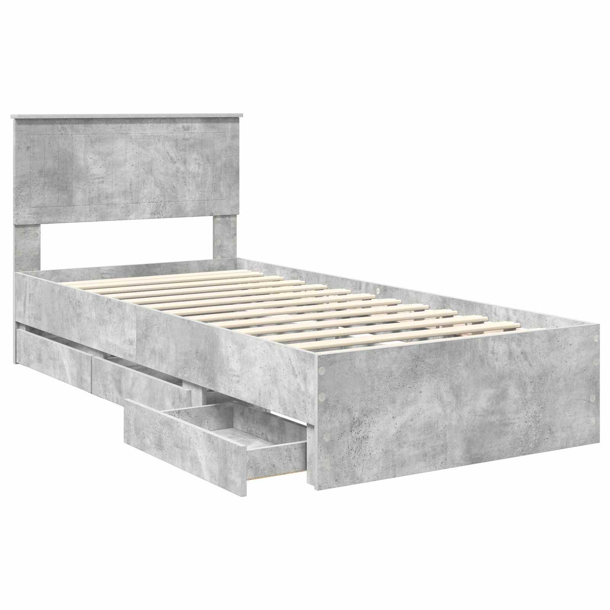 Krevetna konstrukcija s ladicama Betonski sivi 90 x 200 cm Siva 210 x 93 x 90 cm