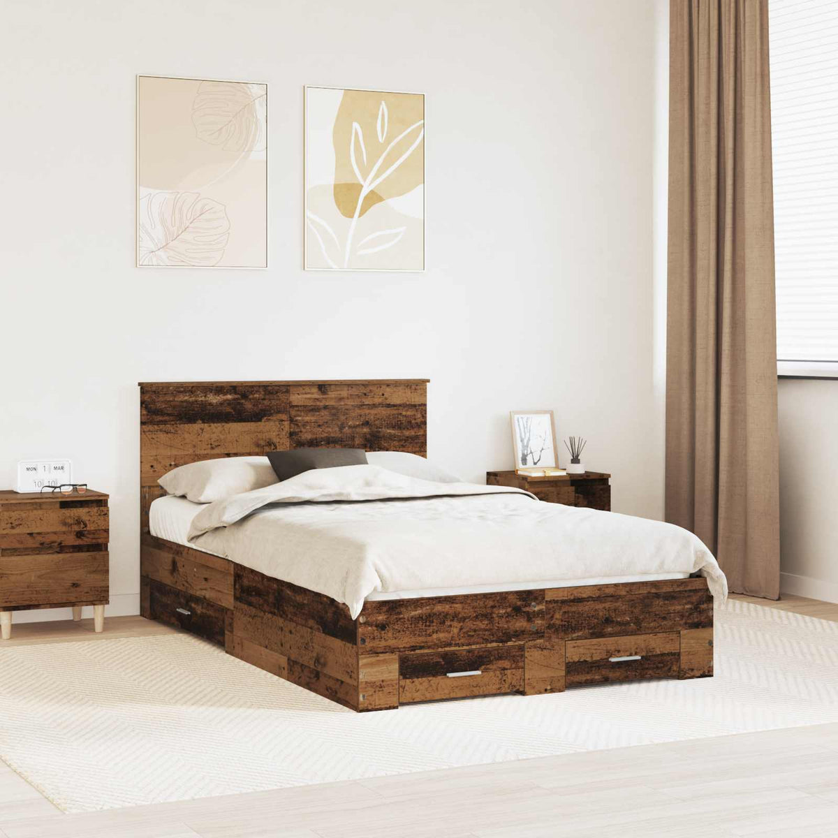 Krevetna konstrukcija Staro drvo 120 x 190 cm Konstruirano drvo Smeđa 200 x 123 x 90 cm