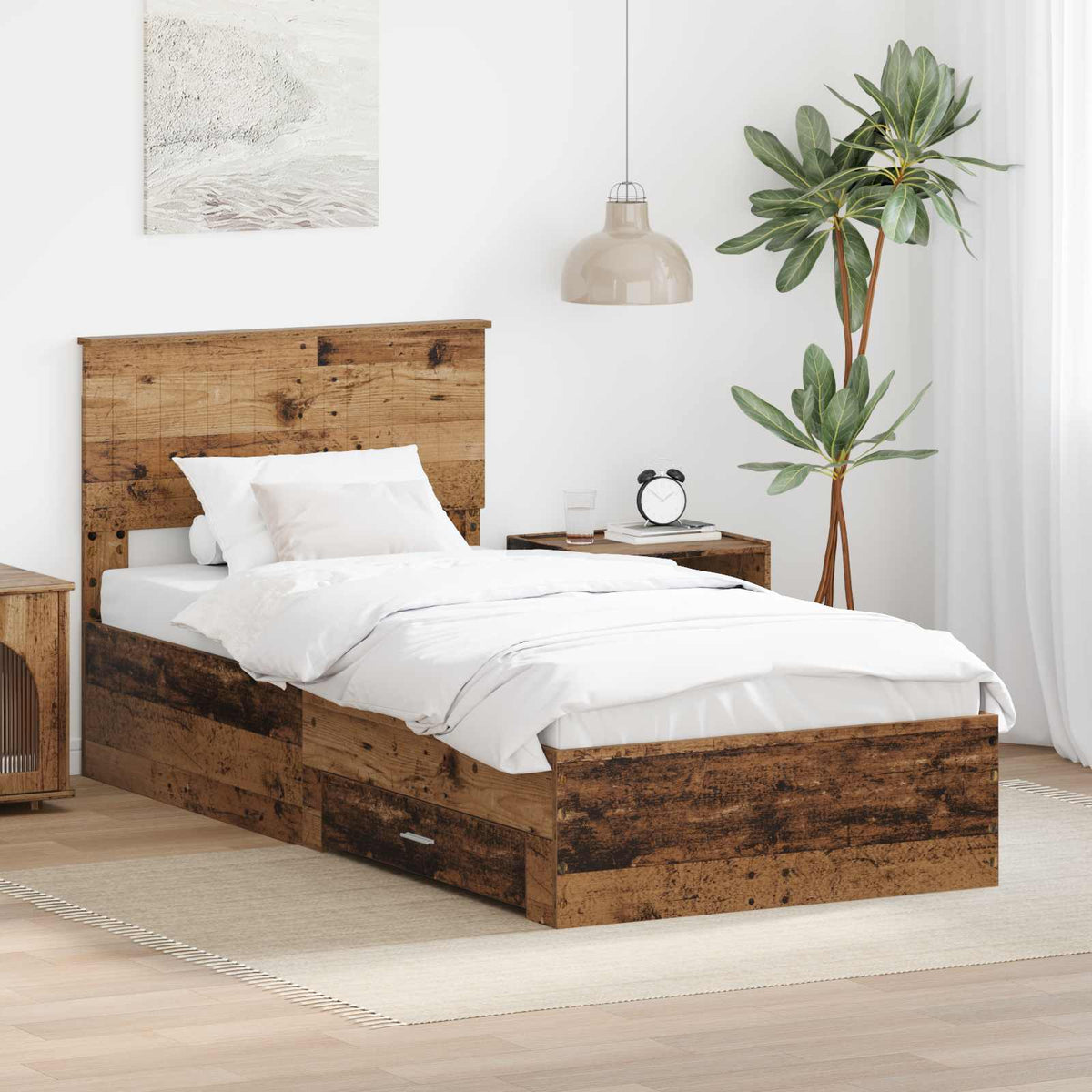 Krevetna konstrukcija Staro drvo 90 x 200 cm Konstruirano drvo Smeđa 210 x 93 x 90 cm