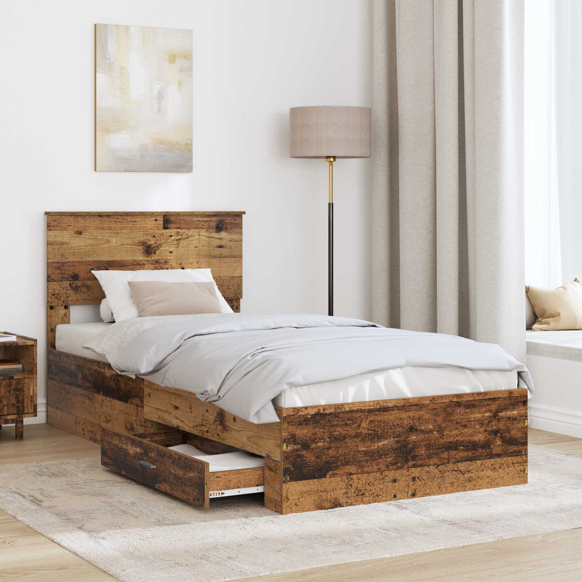 Krevetna konstrukcija Staro drvo 90 x 200 cm Konstruirano drvo Smeđa 210 x 93 x 90 cm