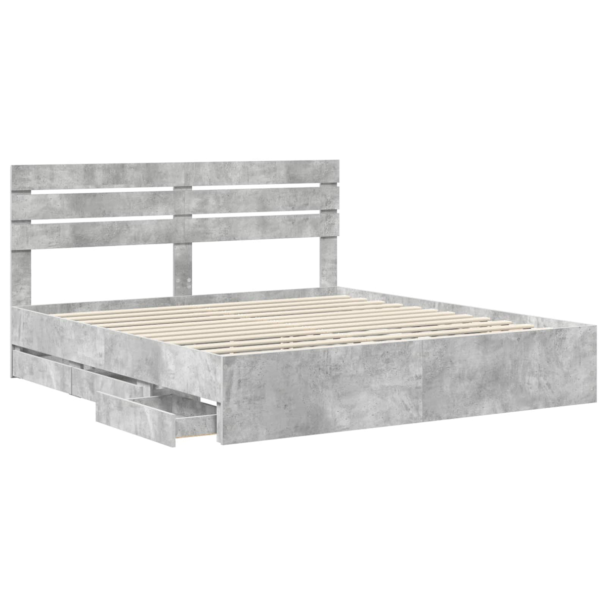 Krevetna konstrukcija s ladicama Betonski sivi 200 x 200 cm Siva 206 x 203 x 100 cm