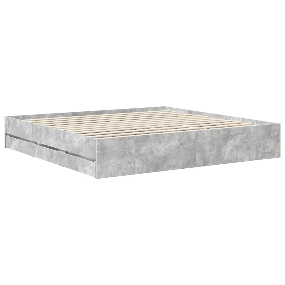 Krevetna konstrukcija s ladicama Betonski sivi 200 x 200 cm Siva 206 x 203 x 100 cm