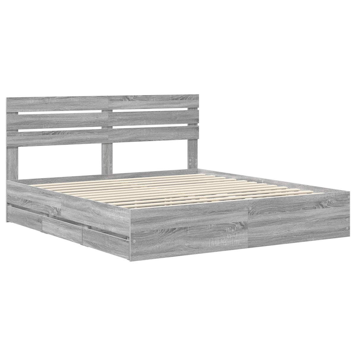 Krevetna konstrukcija Siva Sonoma 200 x 200 cm Inženjersko Drvo 206 x 203 x 100 cm