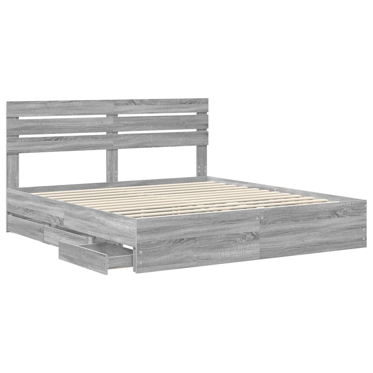 Krevetna konstrukcija Siva Sonoma 200 x 200 cm Inženjersko Drvo 206 x 203 x 100 cm