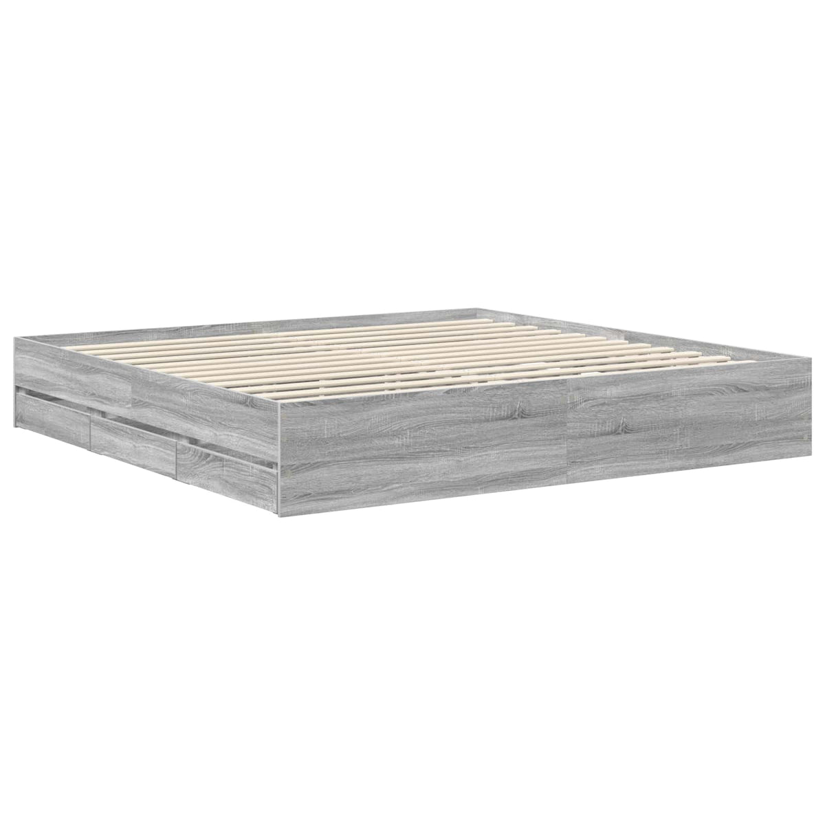 Krevetna konstrukcija Siva Sonoma 200 x 200 cm Inženjersko Drvo 206 x 203 x 100 cm