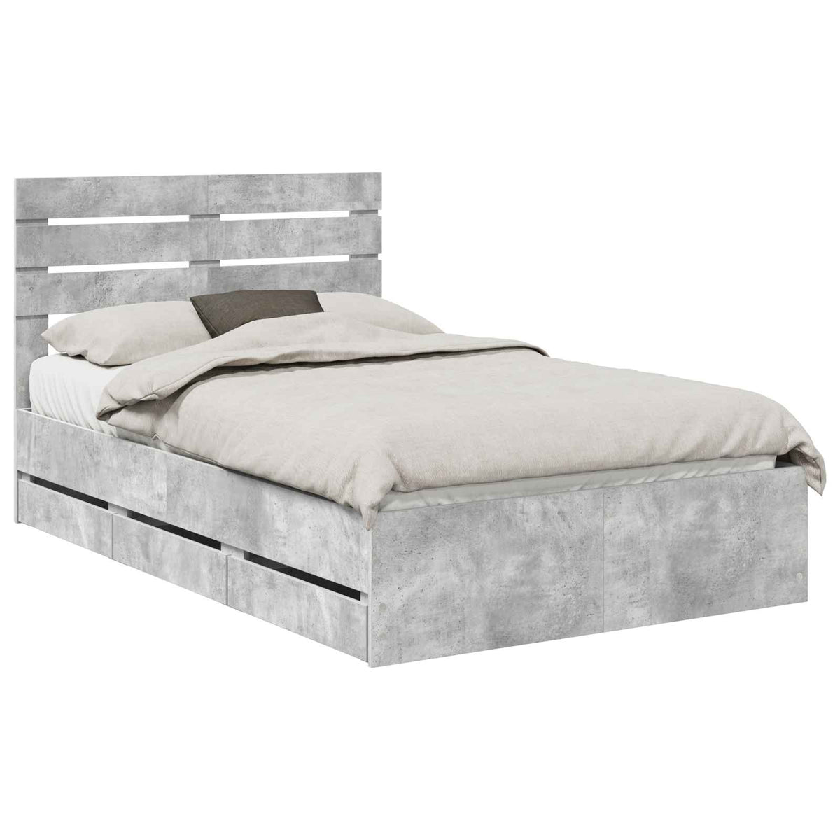 Krevetna konstrukcija s ladicama Betonski sivi 135 x 190 cm Siva 196 x 138 x 100 cm
