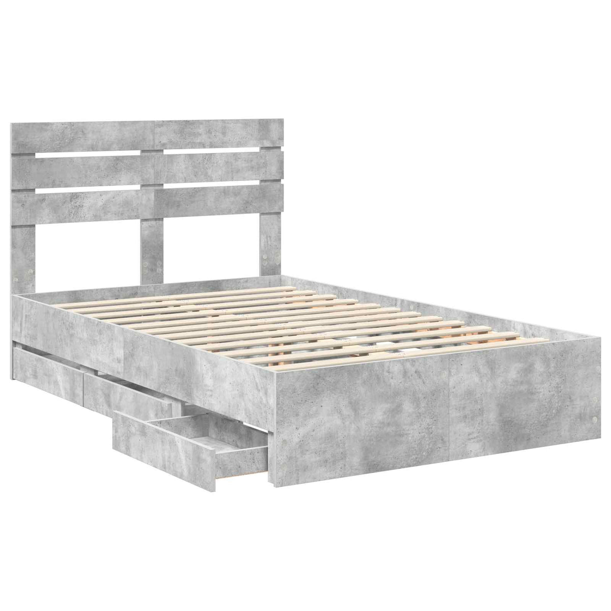 Krevetna konstrukcija s ladicama Betonski sivi 135 x 190 cm Siva 196 x 138 x 100 cm