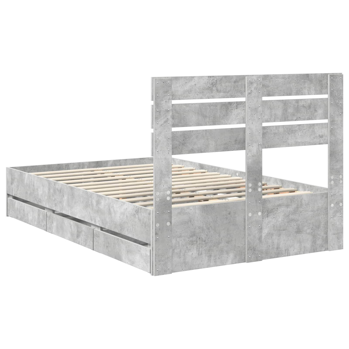 Krevetna konstrukcija s ladicama Betonski sivi 135 x 190 cm Siva 196 x 138 x 100 cm