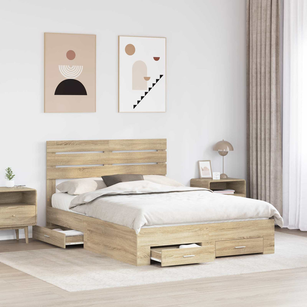 Krevetna konstrukcija s ladicama Sonoma hrast 150 x 200 cm