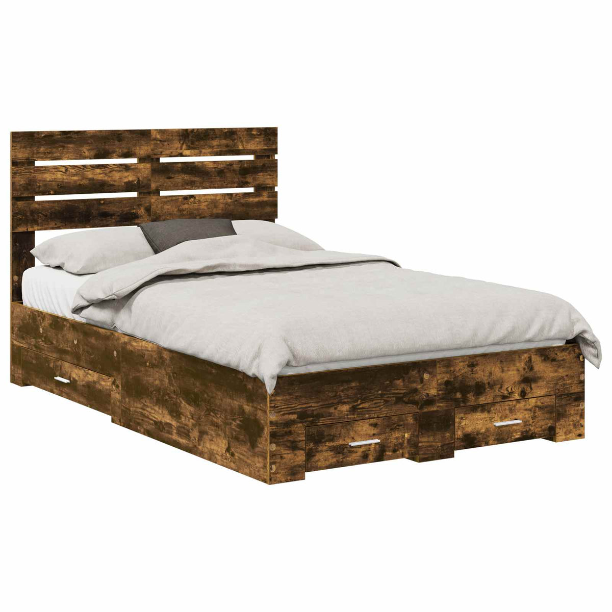 Krevetna konstrukcija s ladicama Dimljeni hrast 120 x 200 cm Smeđa 206 x 123 x 100 cm