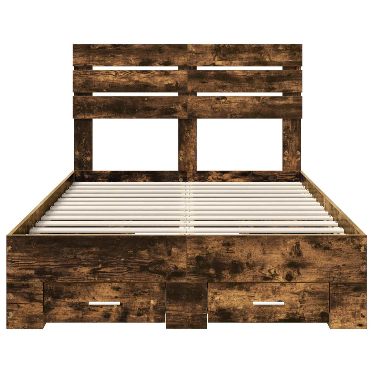 Krevetna konstrukcija s ladicama Dimljeni hrast 120 x 200 cm Smeđa 206 x 123 x 100 cm