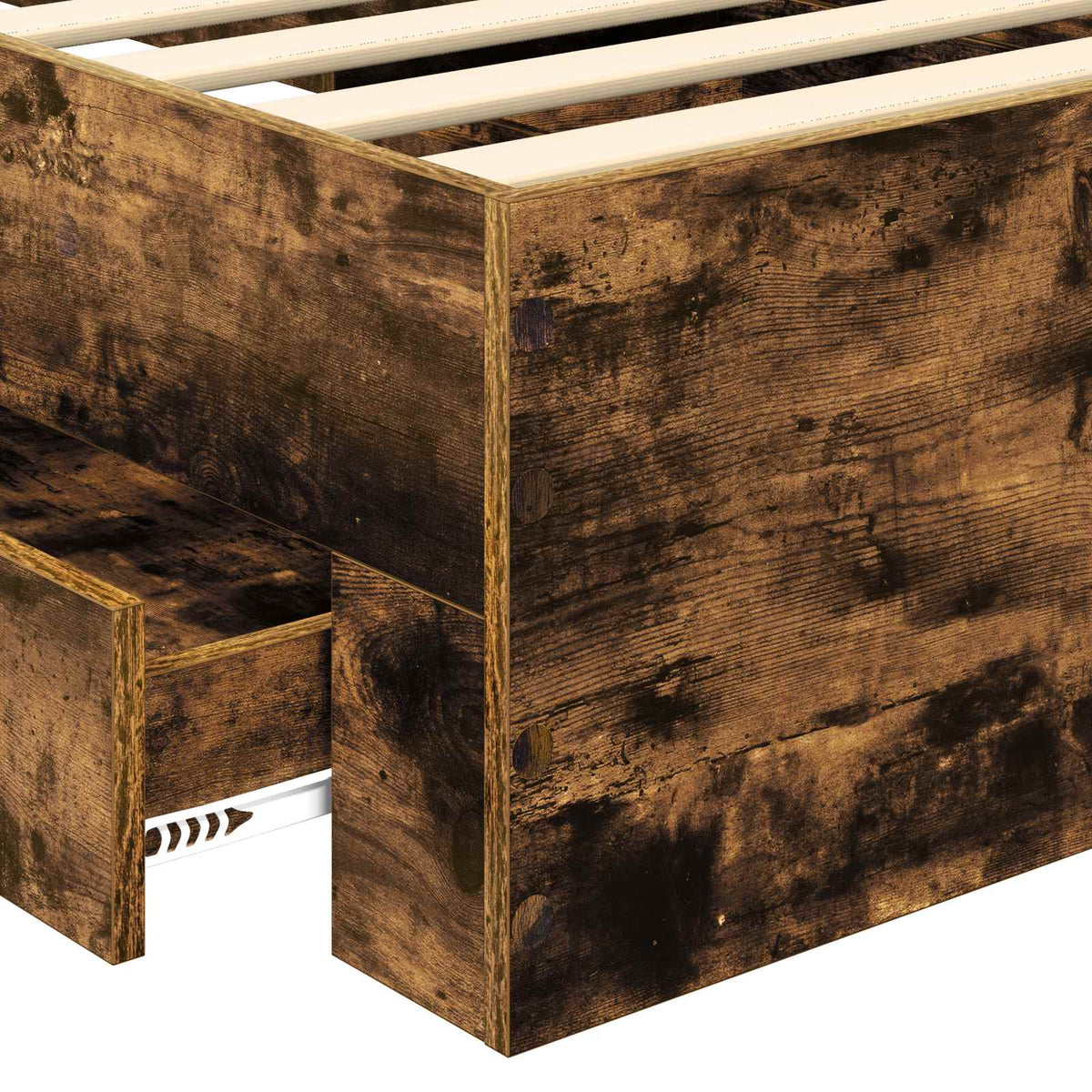 Krevetna konstrukcija s ladicama Dimljeni hrast 100 x 200 cm Smeđa 206 x 101 x 100 cm