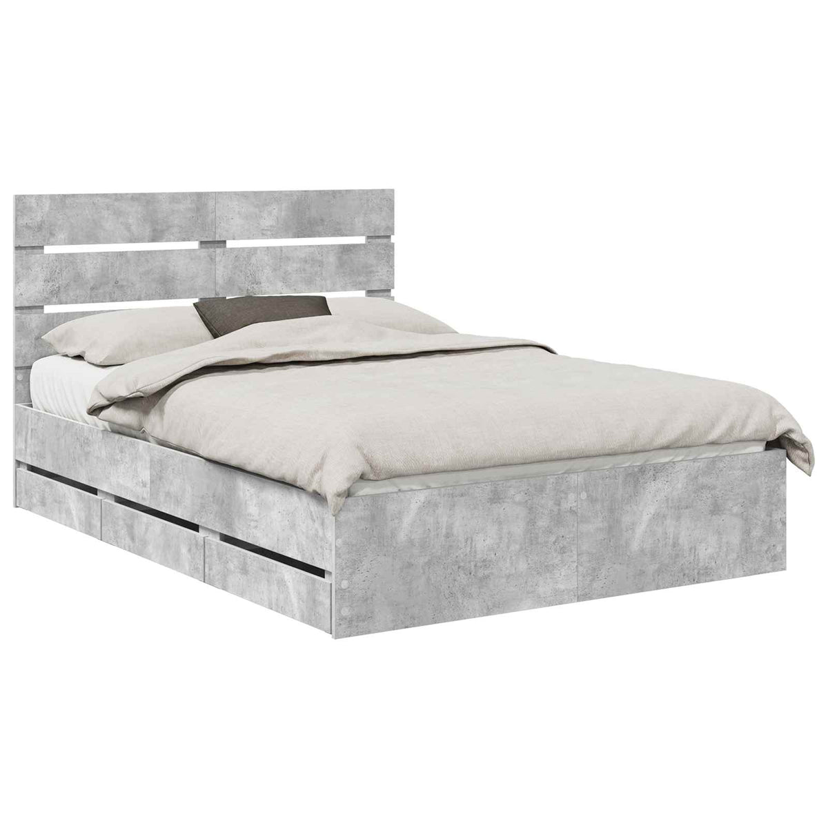Krevetna konstrukcija s ladicama Betonski sivi 140 x 200 cm Siva 206 x 143 x 100 cm