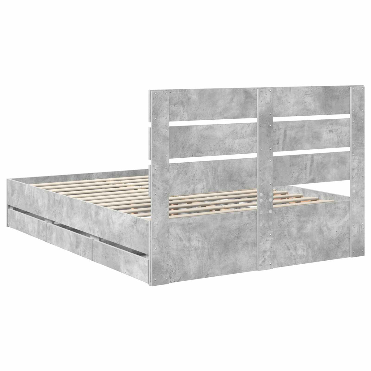 Krevetna konstrukcija s ladicama Betonski sivi 140 x 200 cm Siva 206 x 143 x 100 cm