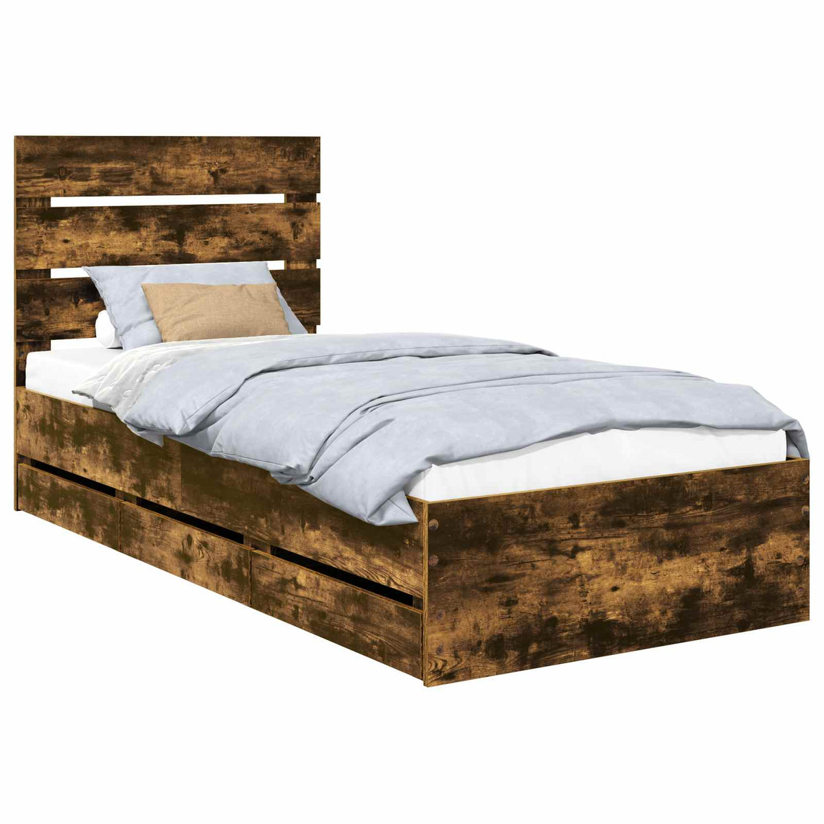 Krevetna konstrukcija s ladicama Dimljeni hrast 90 x 200 cm Smeđa 206 x 93 x 100 cm