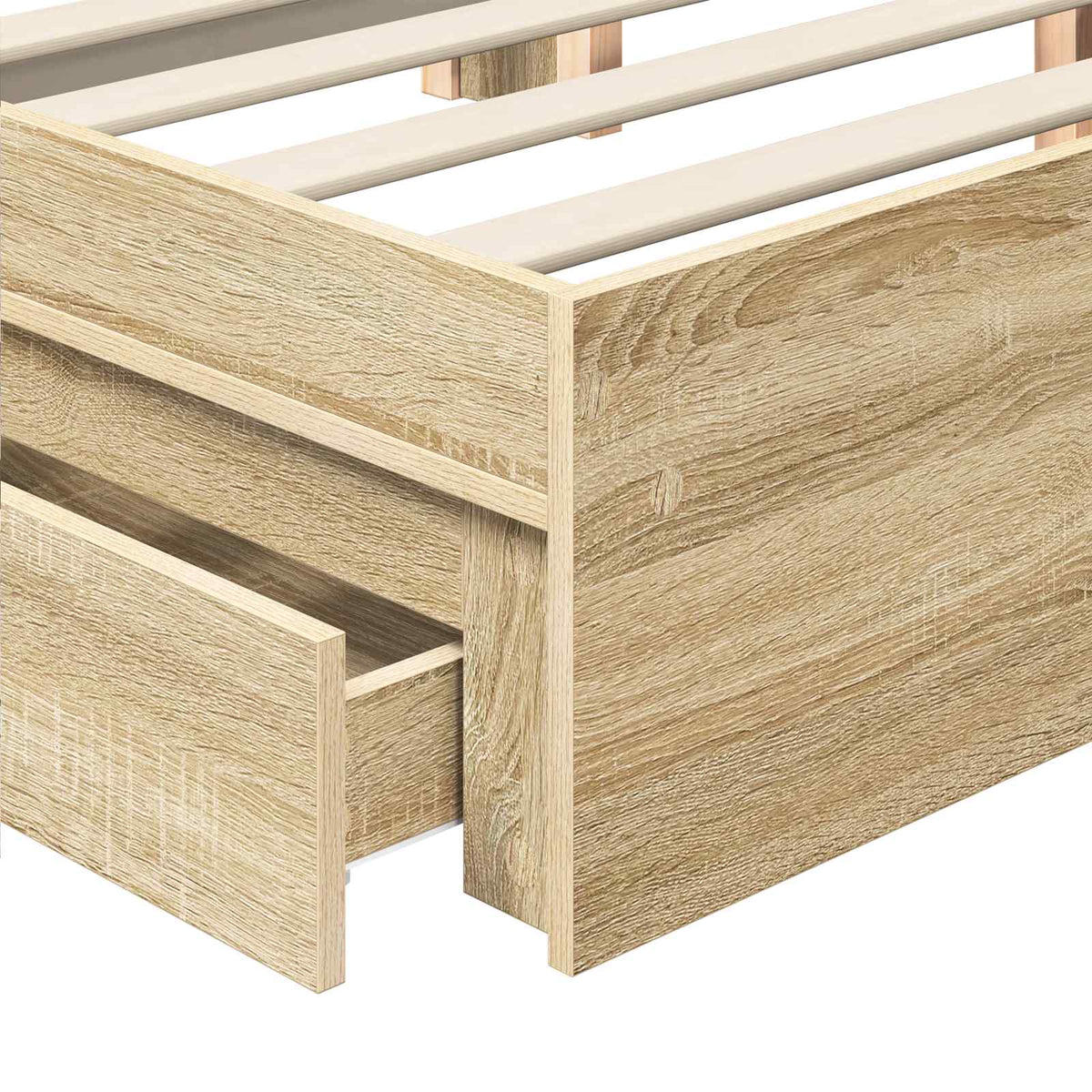 Krevet s od storage Sonoma hrast 100 x 200 cm Konstruirano drvo Smeđa 206 x 102 x 100 cm
