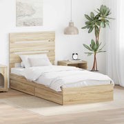 Krevet s od storage Sonoma hrast 100 x 200 cm Konstruirano drvo Smeđa 206 x 102 x 100 cm