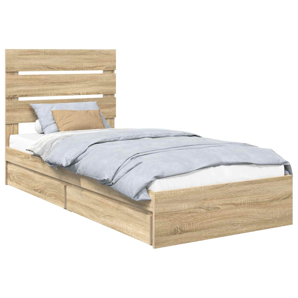 Krevet s od storage Sonoma hrast 100 x 200 cm Konstruirano drvo Smeđa 206 x 102 x 100 cm