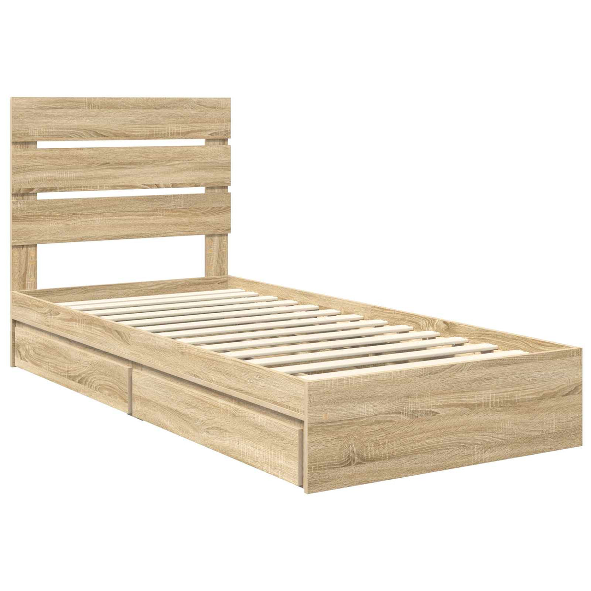 Krevet s od storage Sonoma hrast 100 x 200 cm Konstruirano drvo Smeđa 206 x 102 x 100 cm