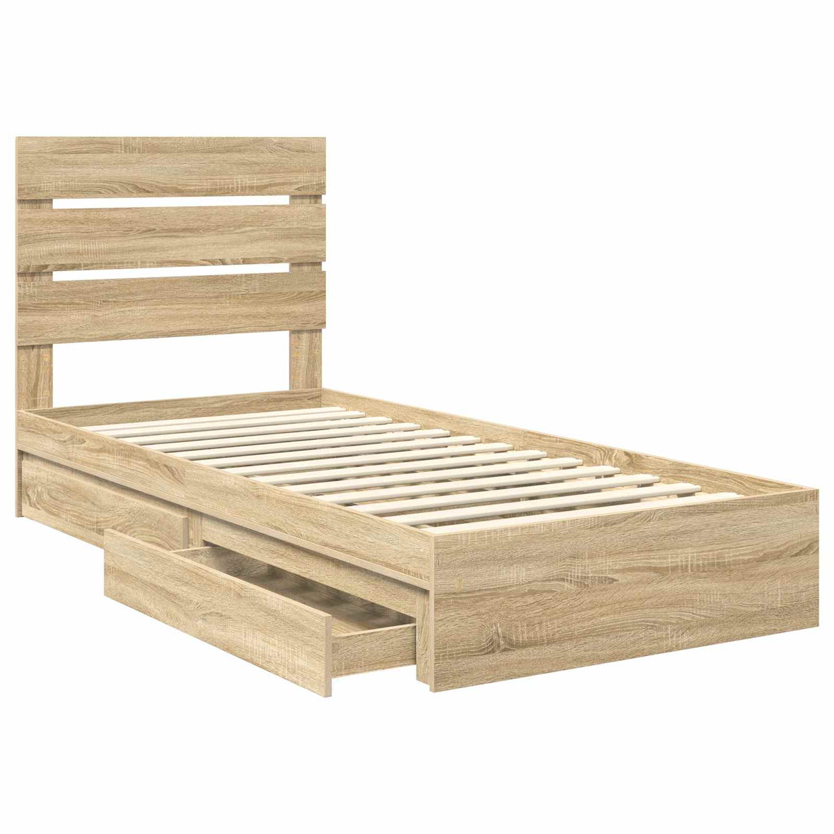 Krevet s od storage Sonoma hrast 100 x 200 cm Konstruirano drvo Smeđa 206 x 102 x 100 cm