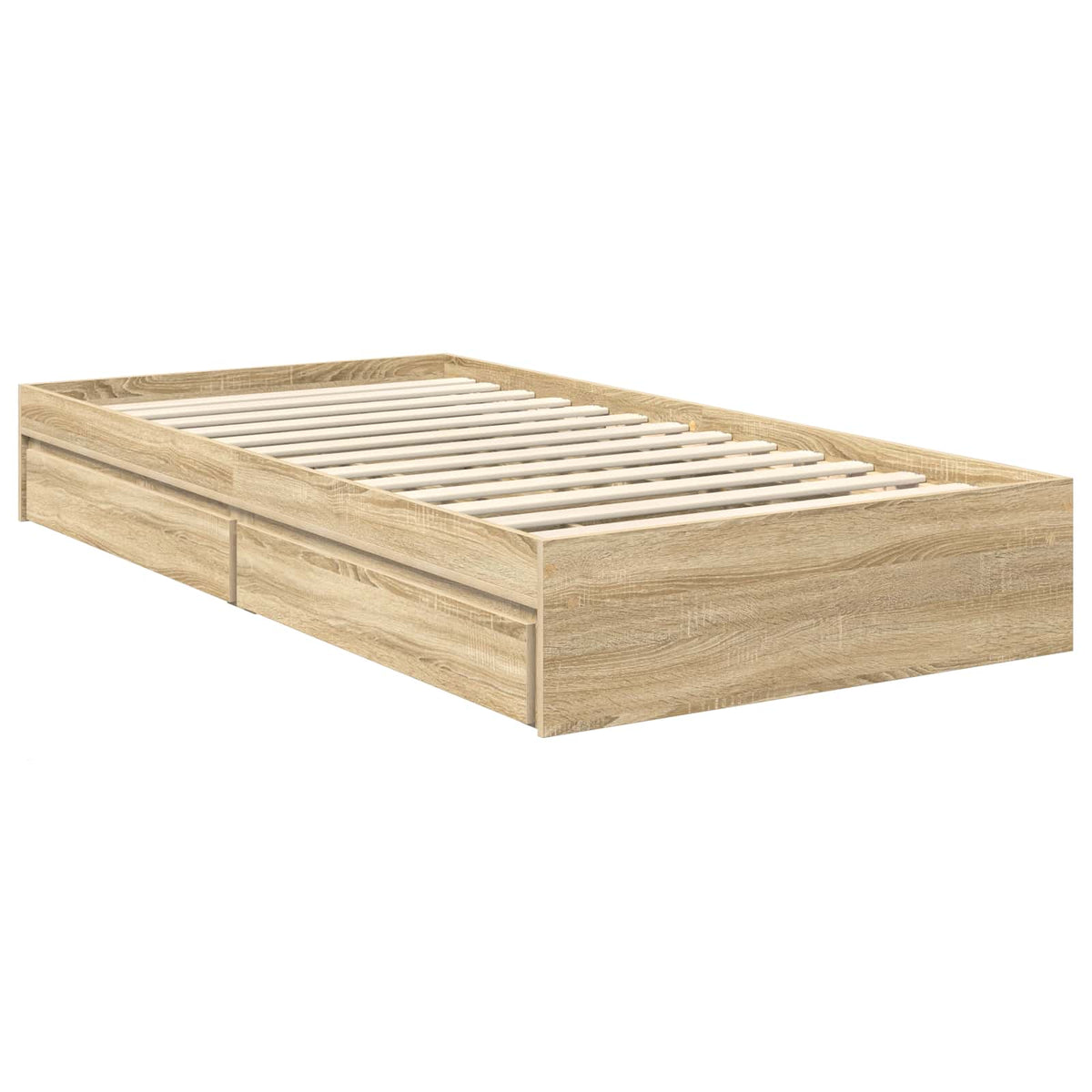Krevet s od storage Sonoma hrast 100 x 200 cm Konstruirano drvo Smeđa 206 x 102 x 100 cm
