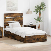 Krevet s od storage s ladicama Dimljeni hrast 90 x 190 cm Smeđa 196 x 93 x 100 cm