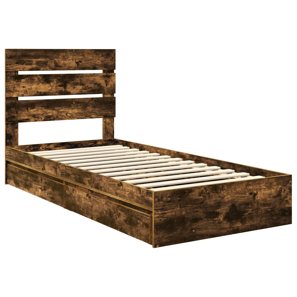 Krevet s od storage s ladicama Dimljeni hrast 90 x 190 cm Smeđa 196 x 93 x 100 cm