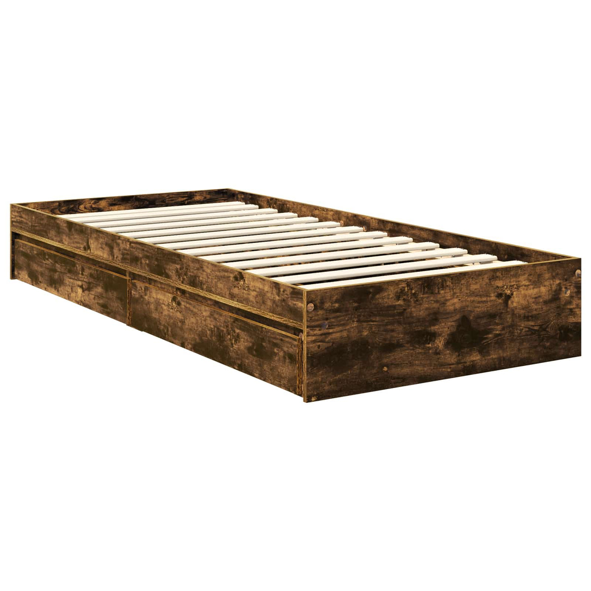 Krevet s od storage s ladicama Dimljeni hrast 90 x 190 cm Smeđa 196 x 93 x 100 cm