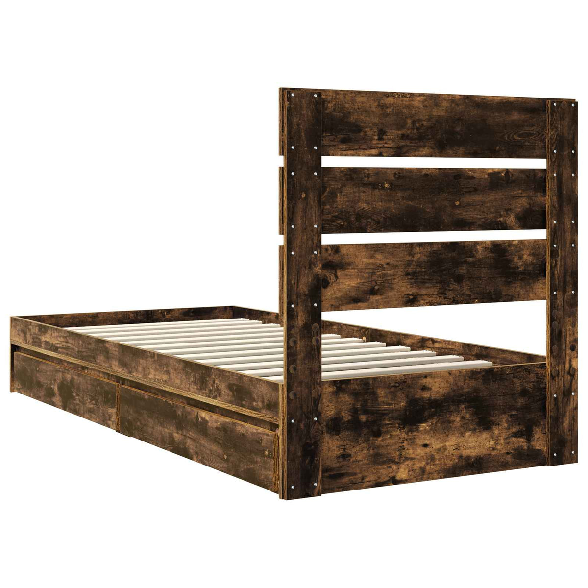 Krevet s od storage s ladicama Dimljeni hrast 90 x 190 cm Smeđa 196 x 93 x 100 cm