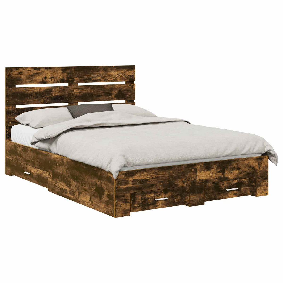 Krevetna konstrukcija s ladicama Dimljeni hrast 150 x 200 cm Smeđa 203 x 153 x 100 cm