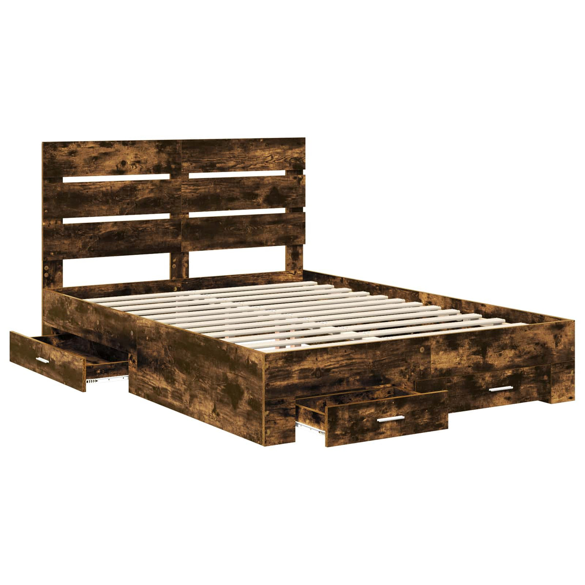 Krevetna konstrukcija s ladicama Dimljeni hrast 150 x 200 cm Smeđa 203 x 153 x 100 cm