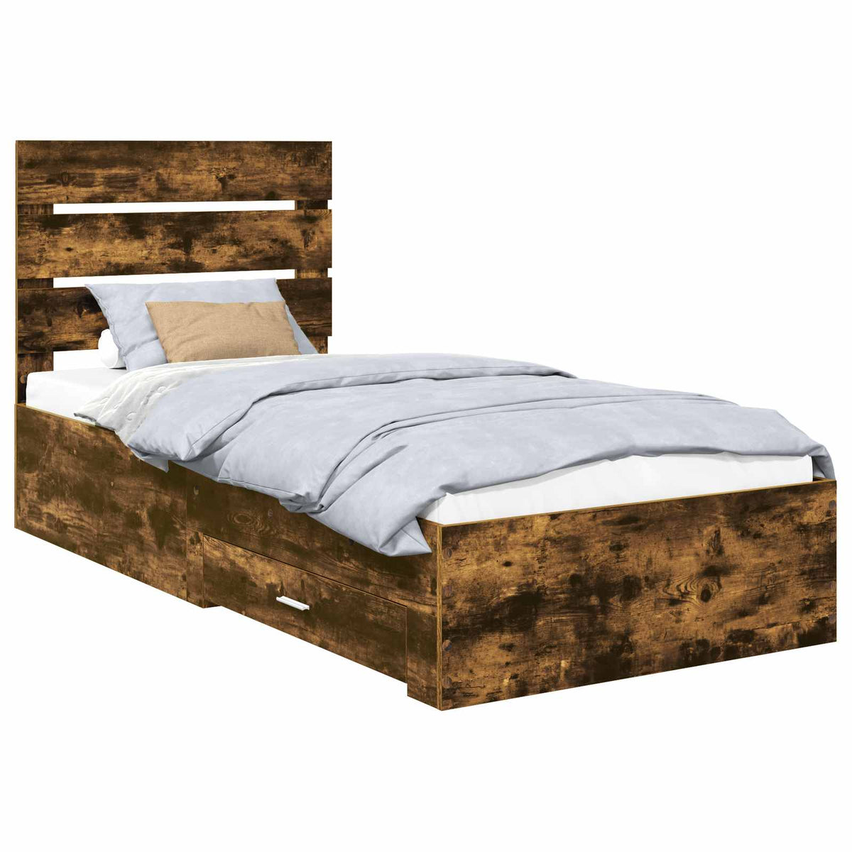 Krevetna konstrukcija s ladicama Dimljeni hrast 100 x 200 cm Smeđa 203 x 103 x 100 cm