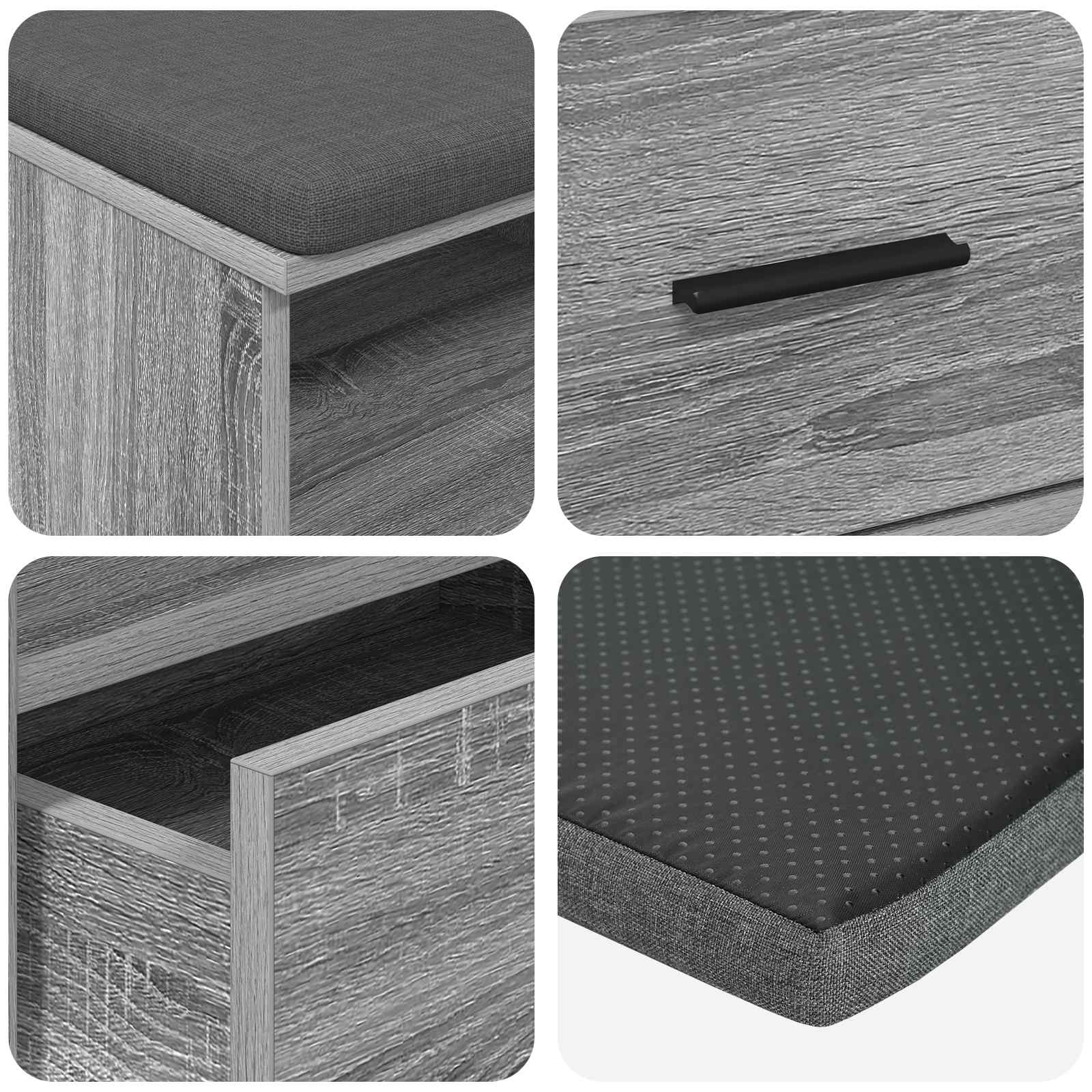 Klupa za hodnik s jastukom Sivi Sonoma 100 x 38 x 46 cm