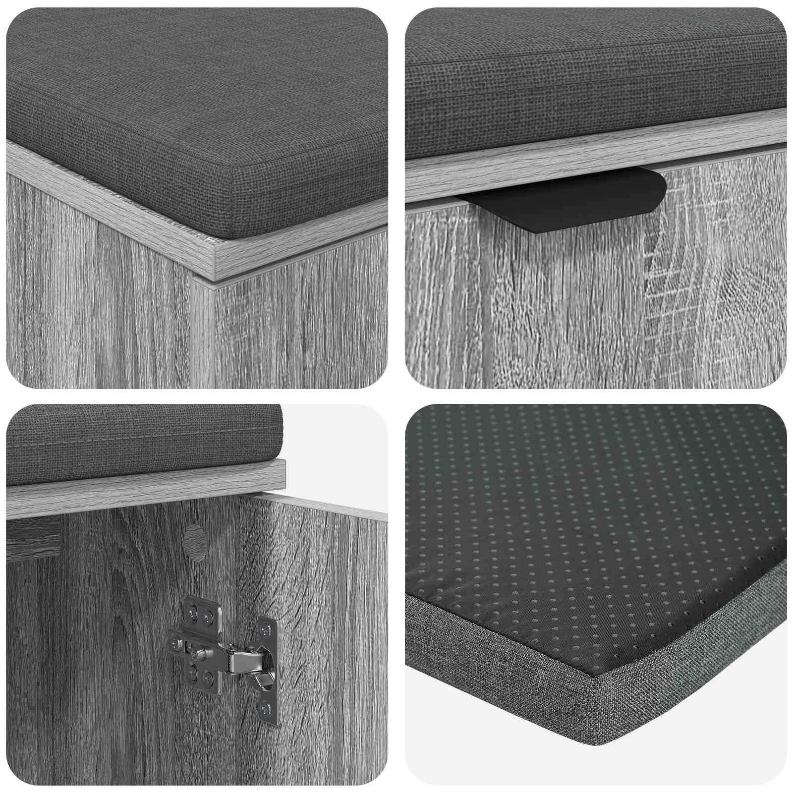 Klupa za hodnik s jastukom Sivi Sonoma 100 x 38 x 46 cm