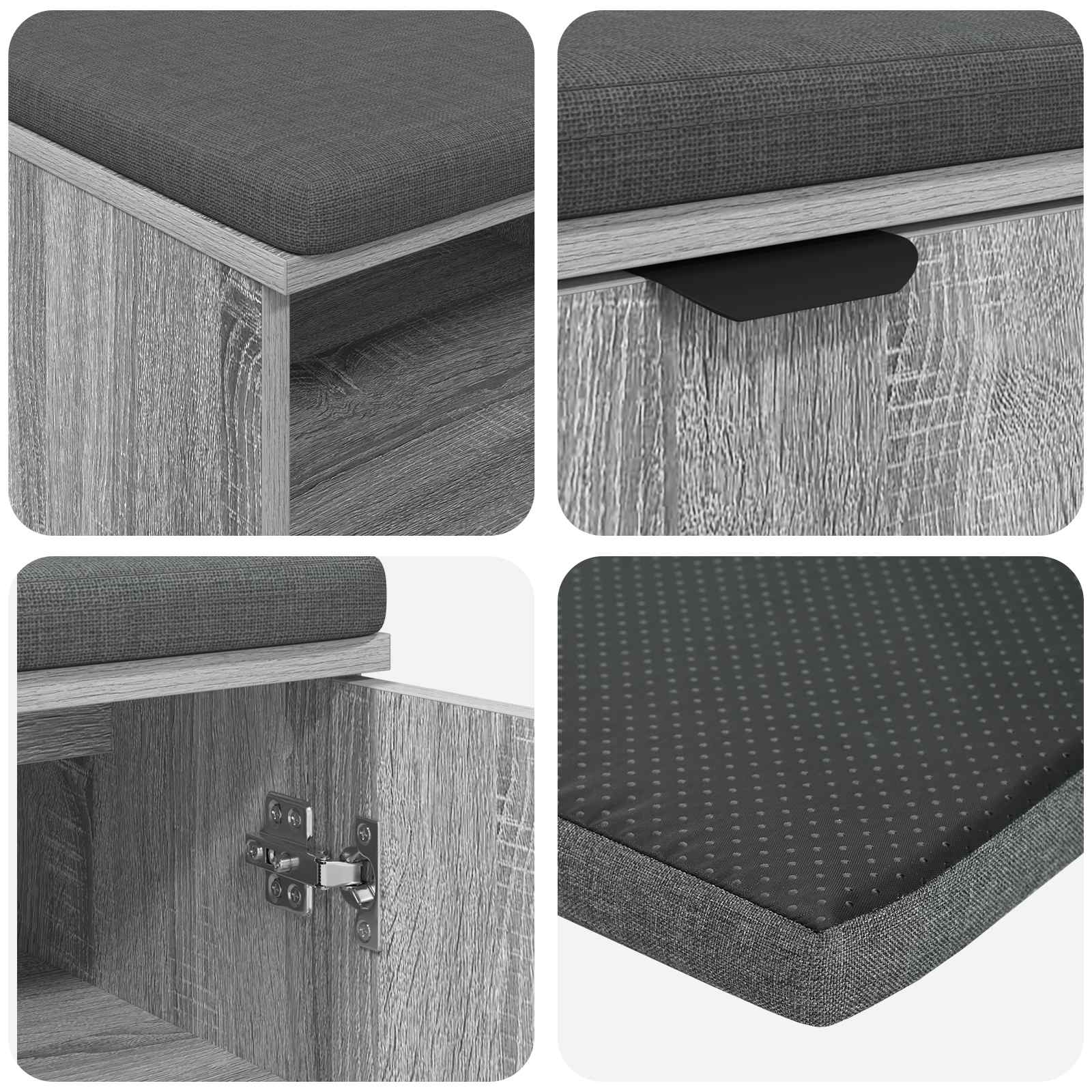 Klupa za hodnik s jastukom Sivi Sonoma 100 x 38 x 46 cm