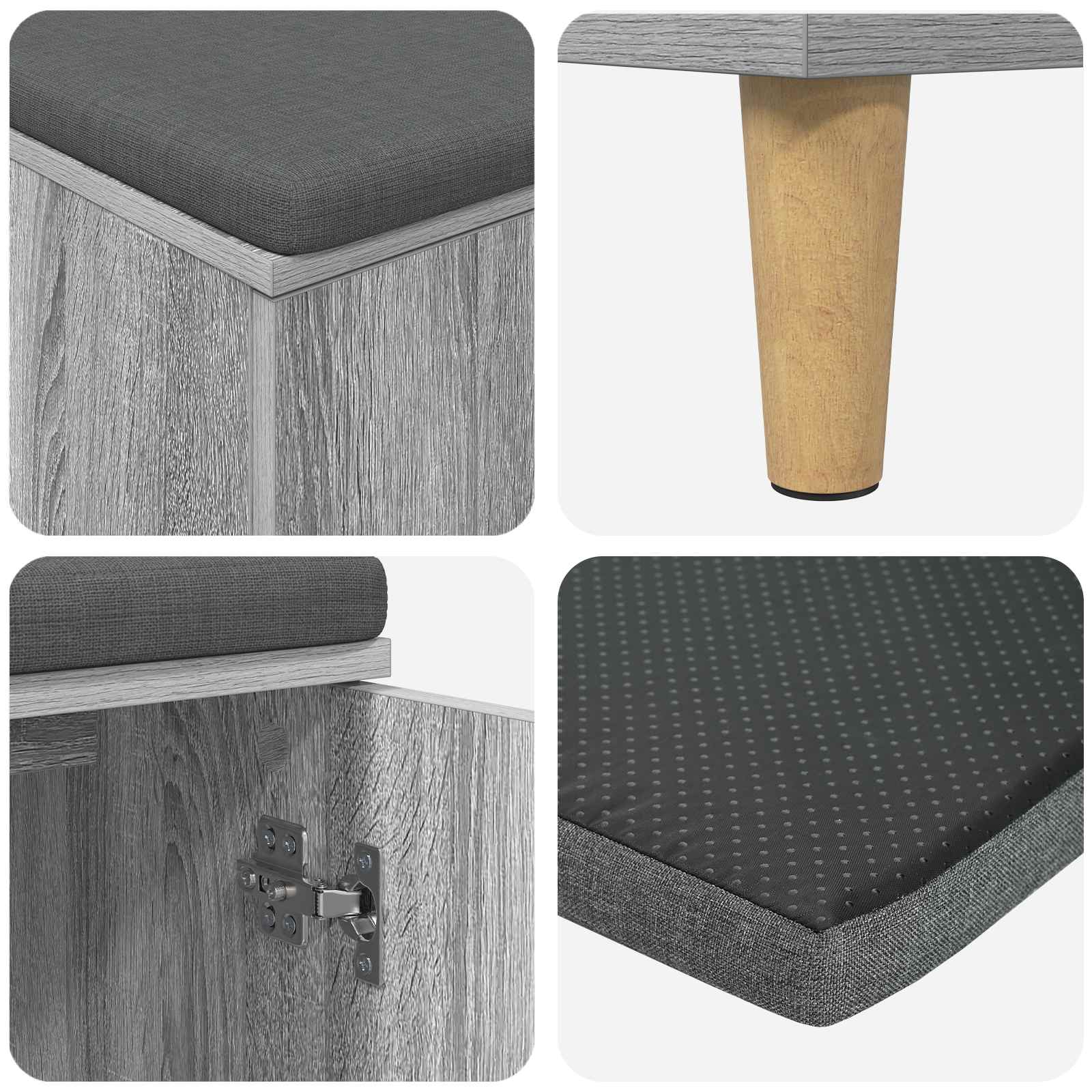 Klupa za hodnik s jastukom Sivi Sonoma 100 x 38 x 46 cm