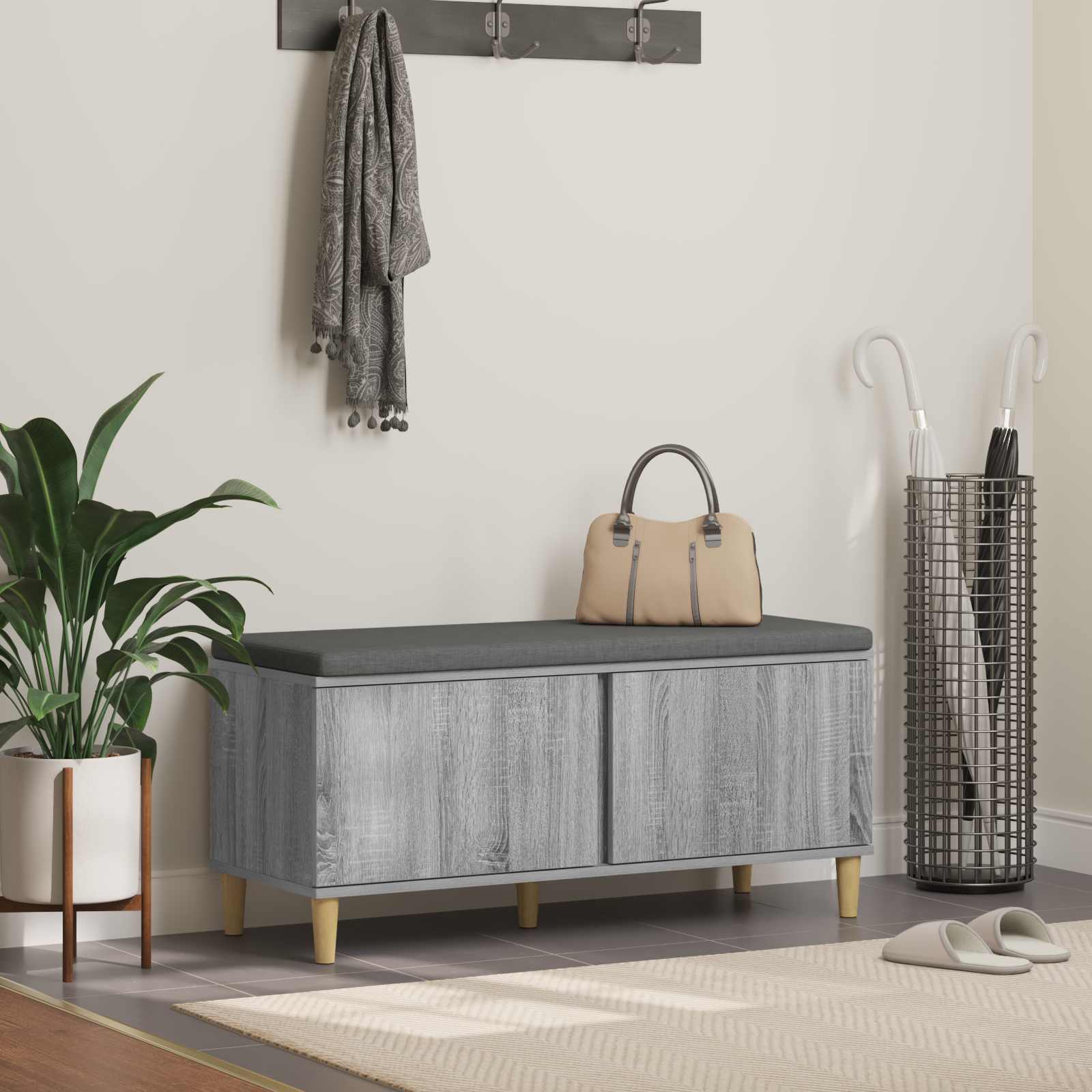 Klupa za hodnik s jastukom Sivi Sonoma 100 x 38 x 46 cm