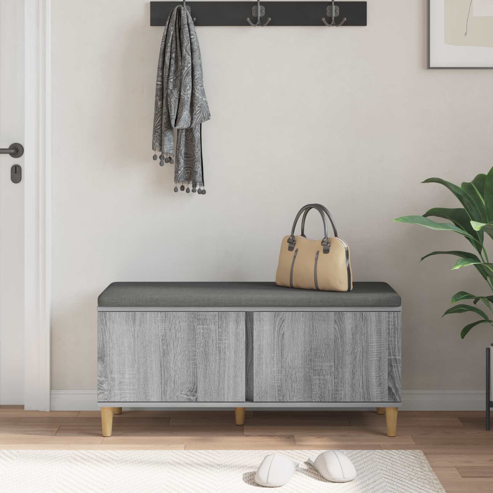 Klupa za hodnik s jastukom Sivi Sonoma 100 x 38 x 46 cm