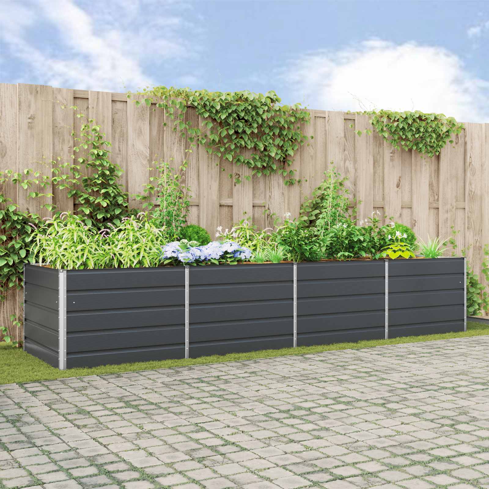 Sadilica Antracit 385 x 100 x 75 cm Cinkani čelik